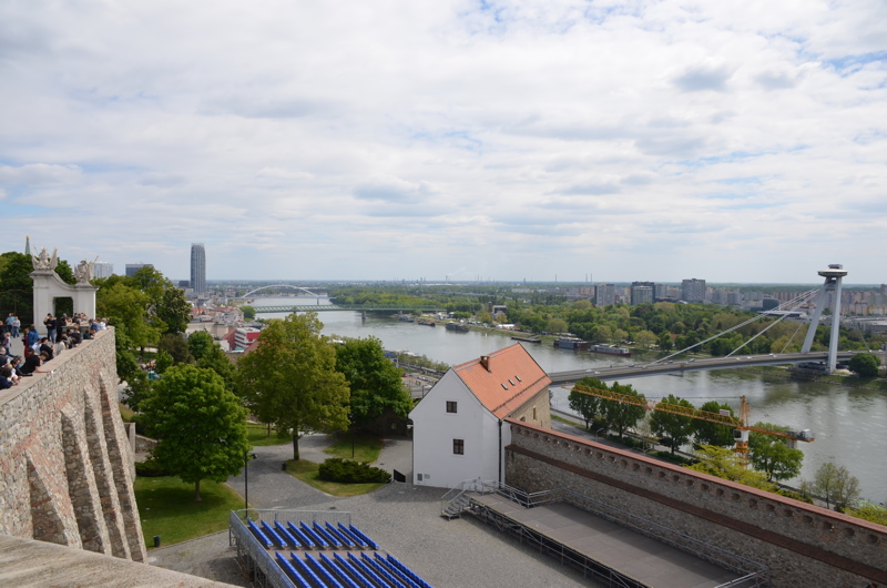 Panoramic view of several prominent landmarks in Bratislava 2